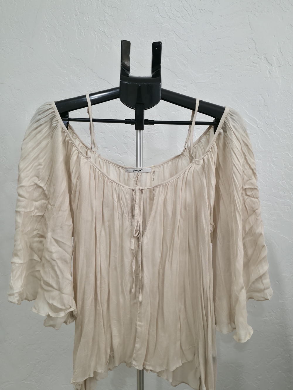 Papaya Cream Off-Shoulder Peasant Top